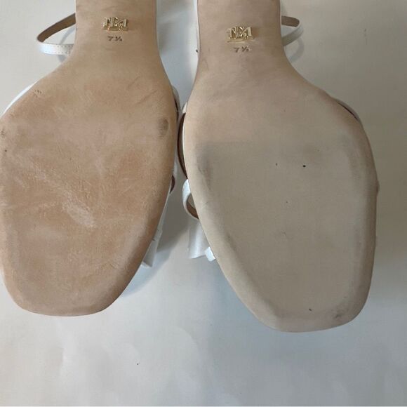Badgley Mischka Alysha White Satin Open Toe Kitten Heel Bridal Sandal Size 7.5 - Picture 13 of 15
